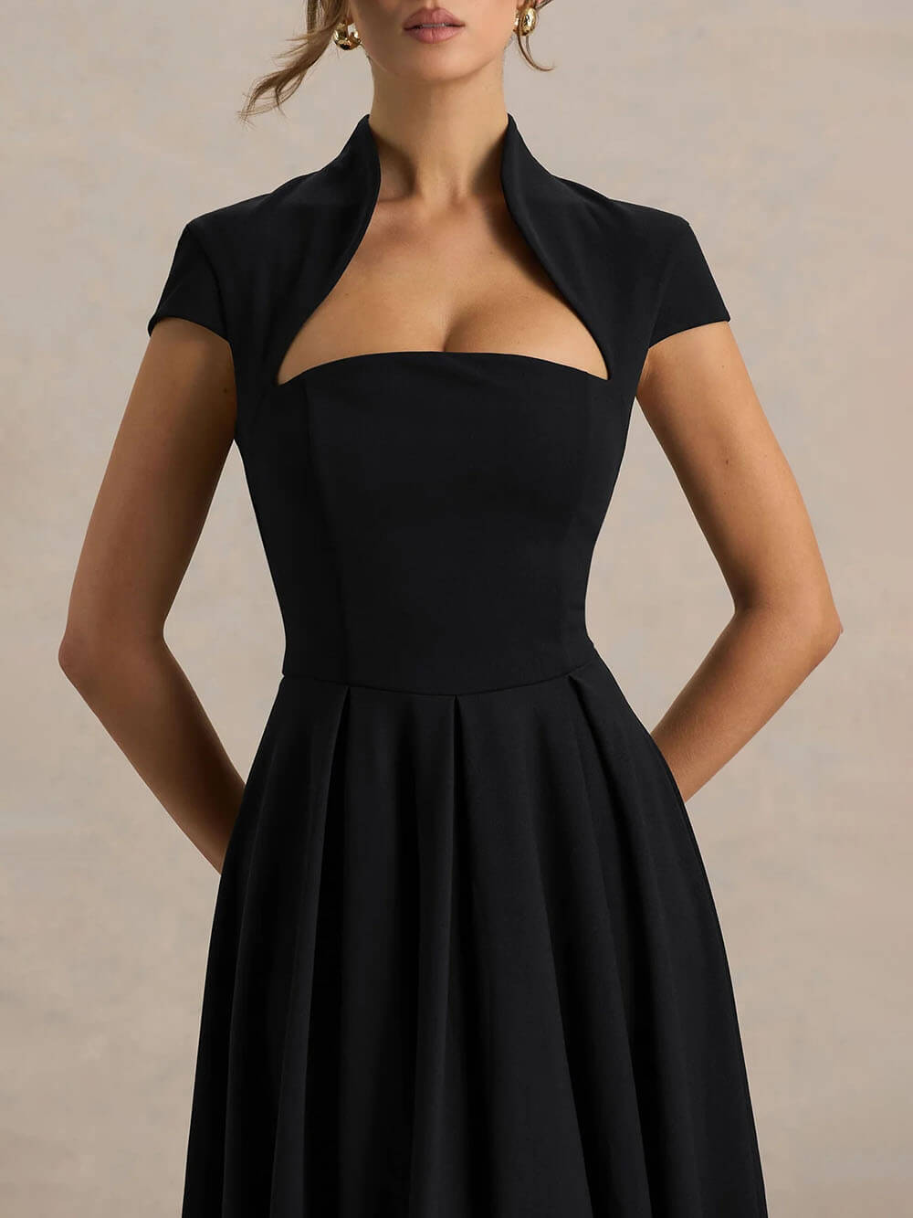 Elegant Asymmetrical Neckline Maxi Dress