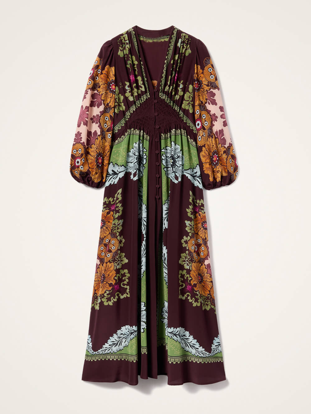 Unique Floral Print V-Neck Maxi Dress