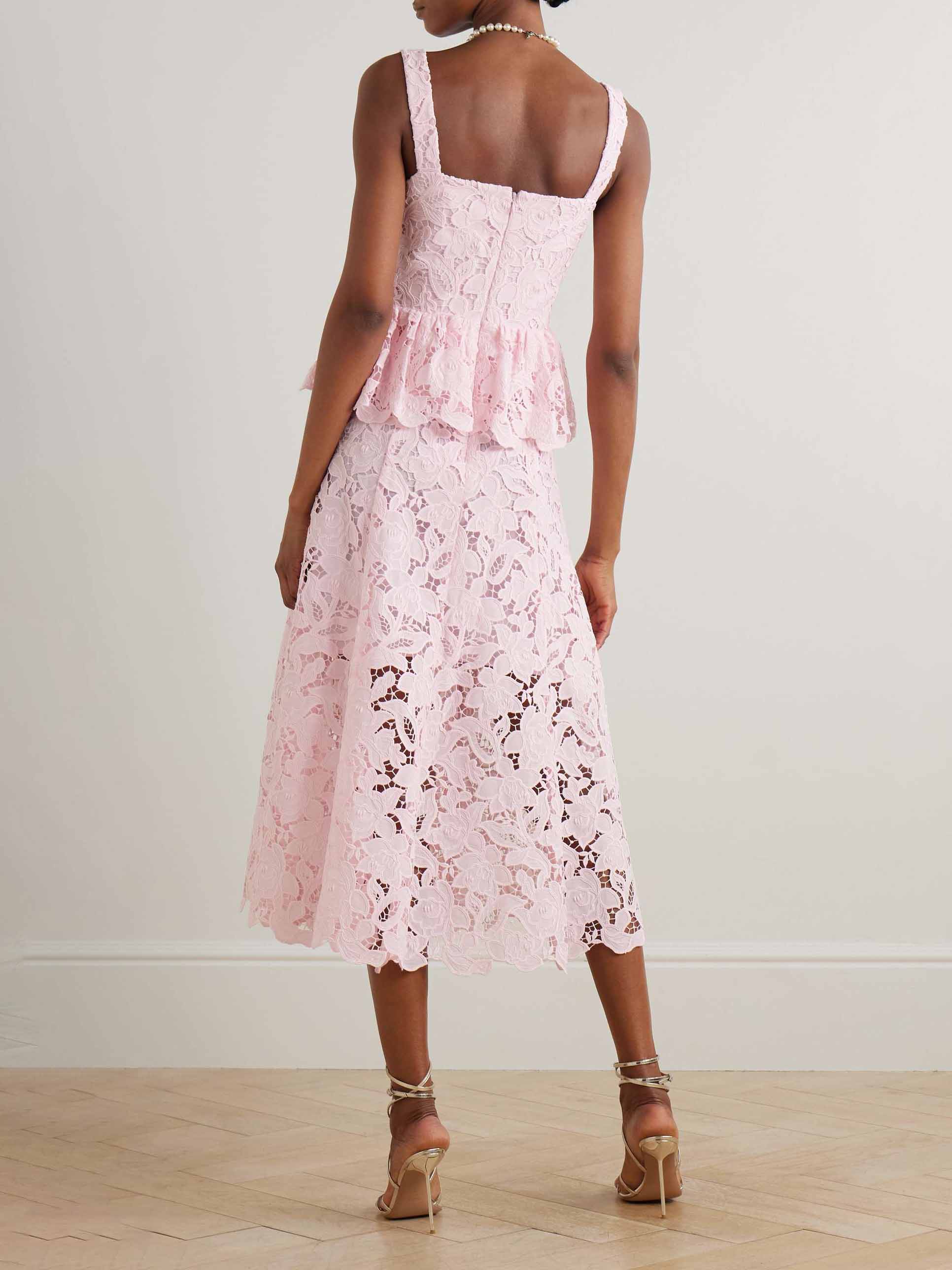 Elegant Pearl Button Lace Peplum Crop Top