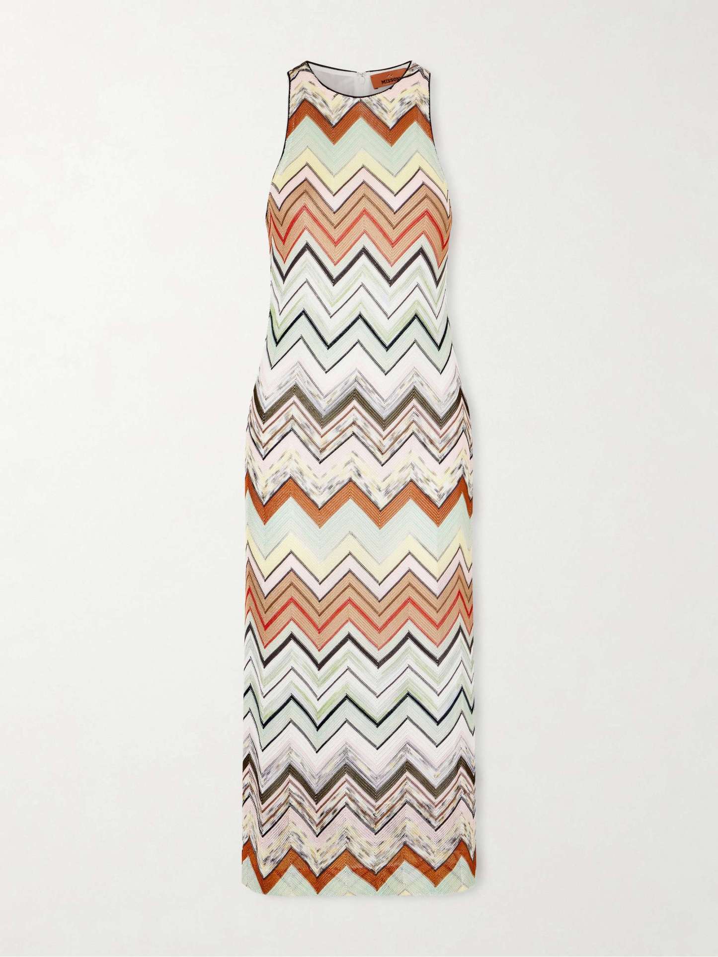 Elegant Geometric Zigzag Print Sleeveless Midi Dress