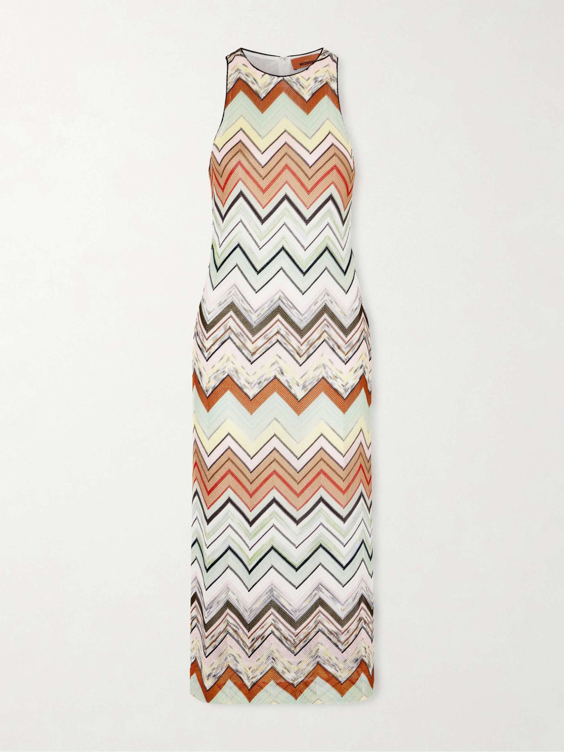 Elegant Geometric Zigzag Print Sleeveless Midi Dress