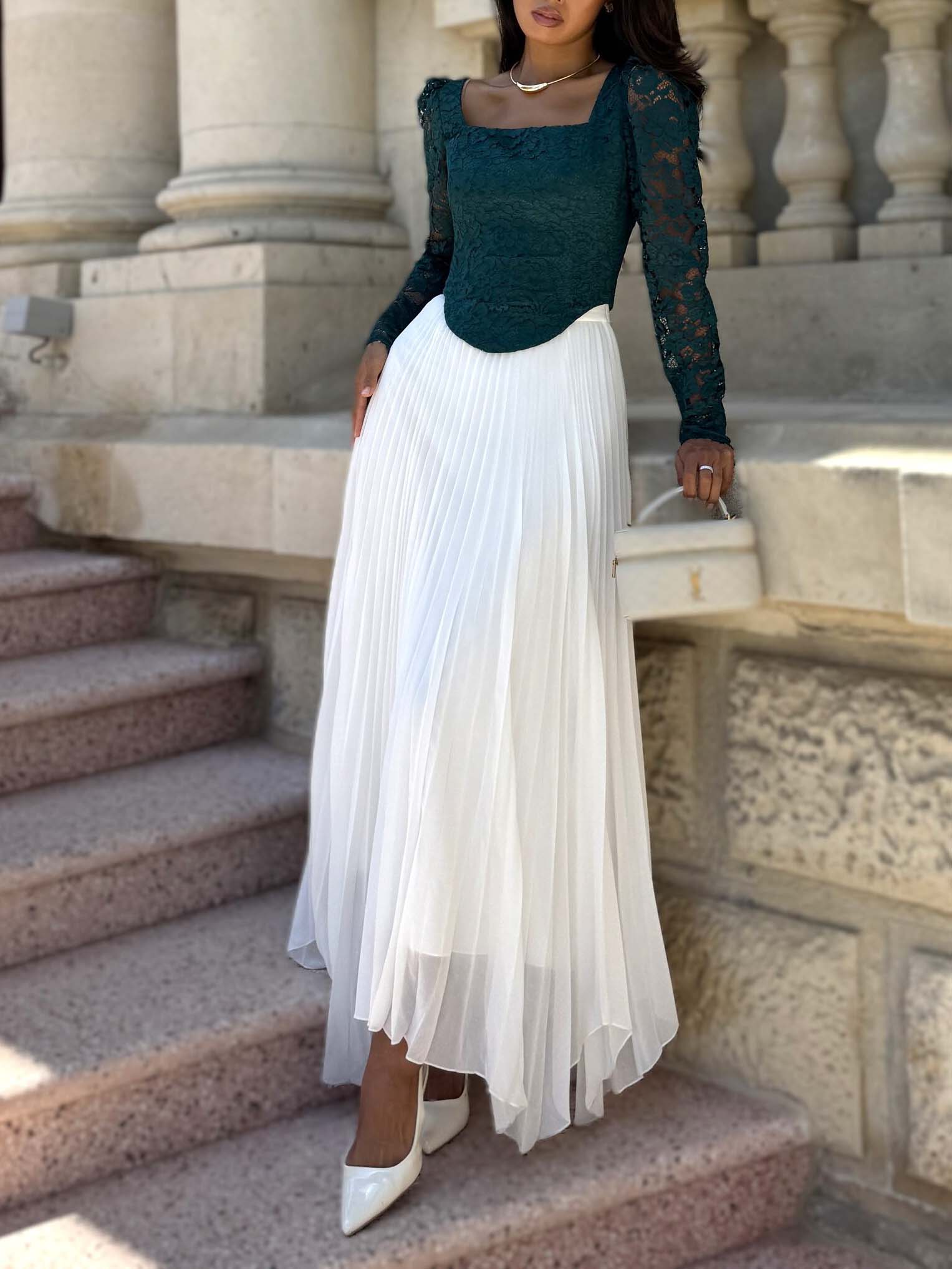Elegant Pleated Irregular Skirt