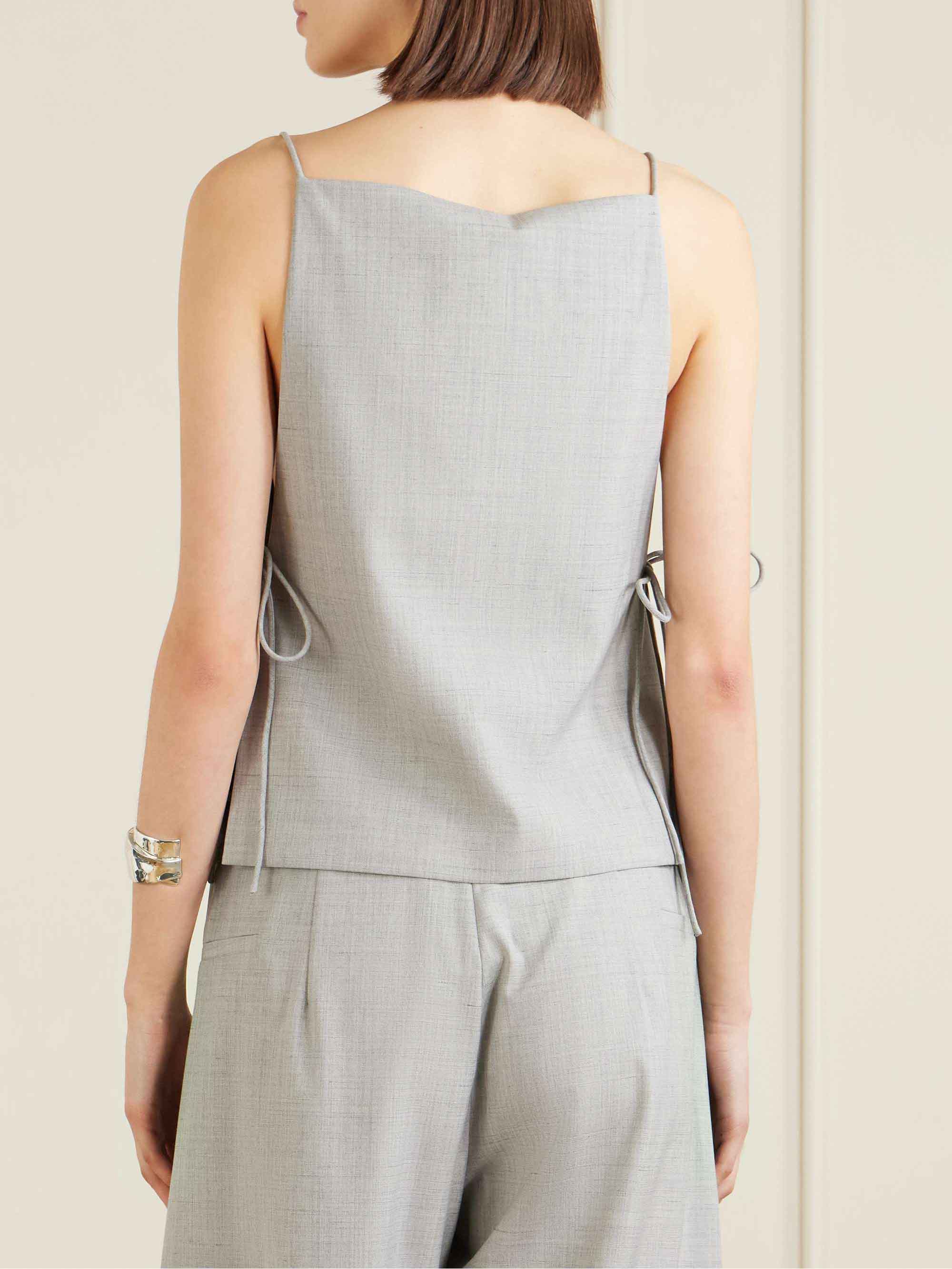 Minimalist Sleeveless Top & Asymmetrical Wide-Leg Pants Two-Piece Set