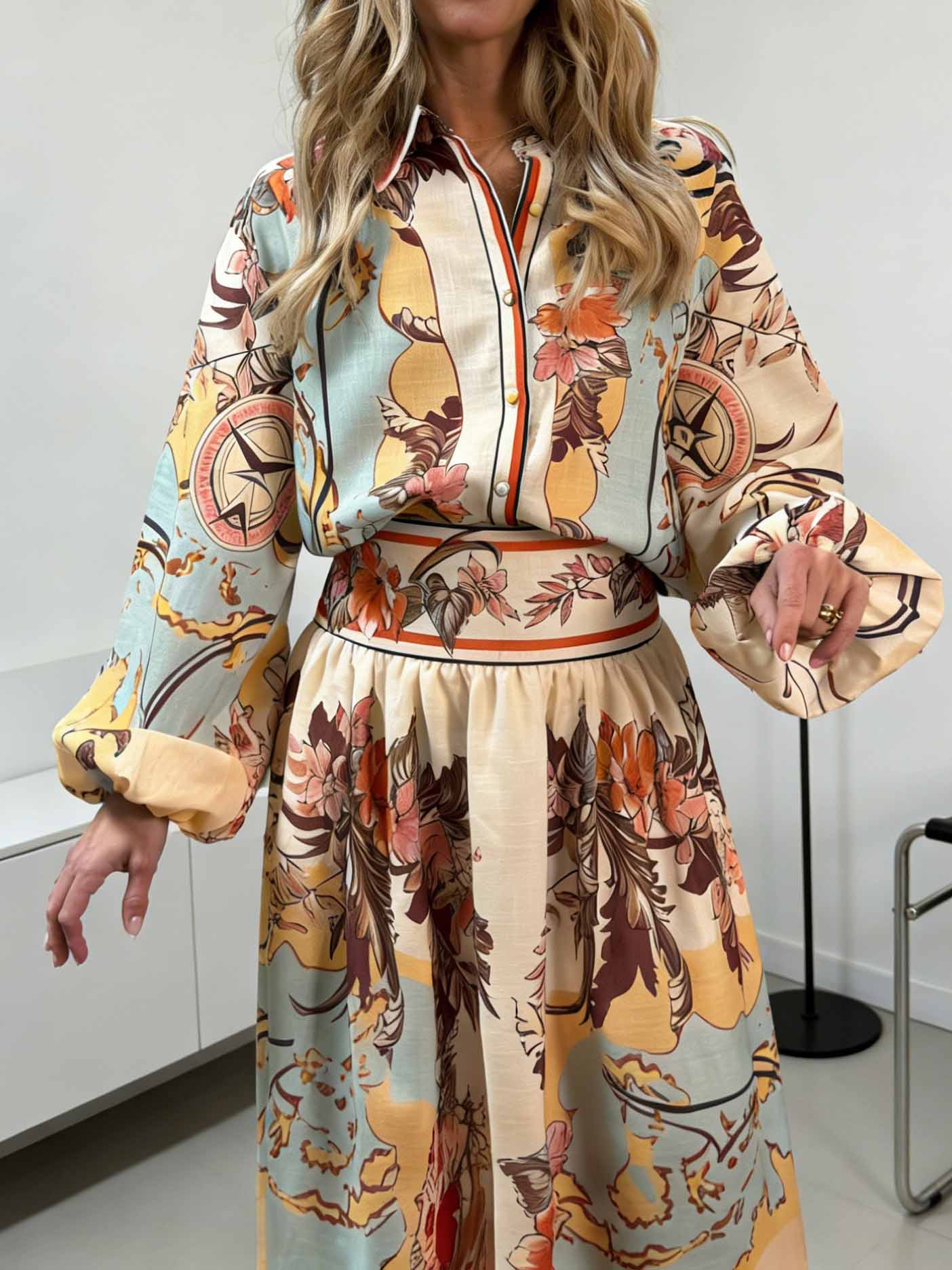 Retro Map Print Two-piece Set