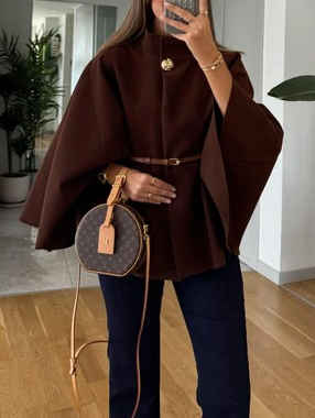 Exquisite Cape And Belted Short Coat