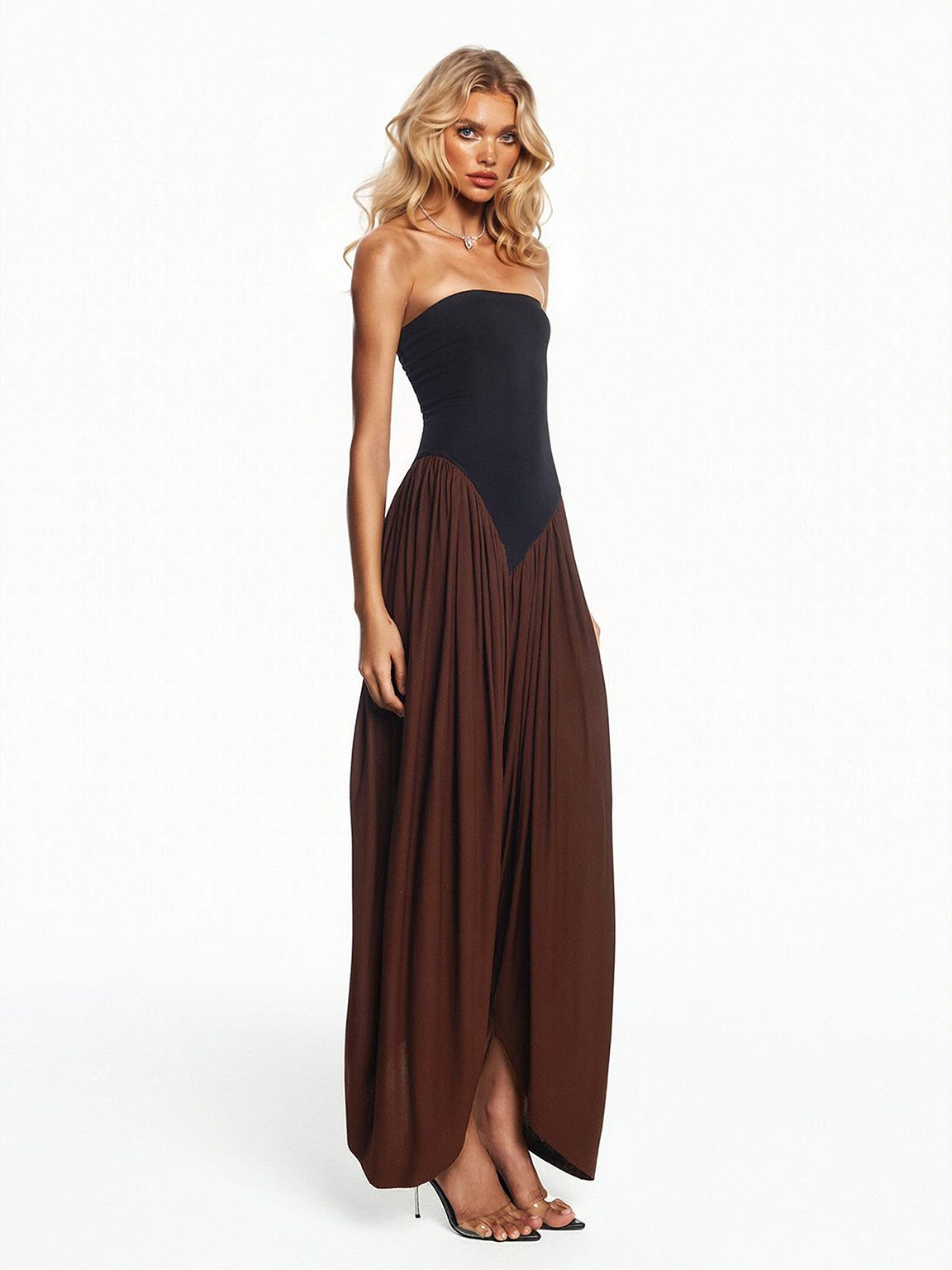 Strapless Pleated Harem Jumpsuit