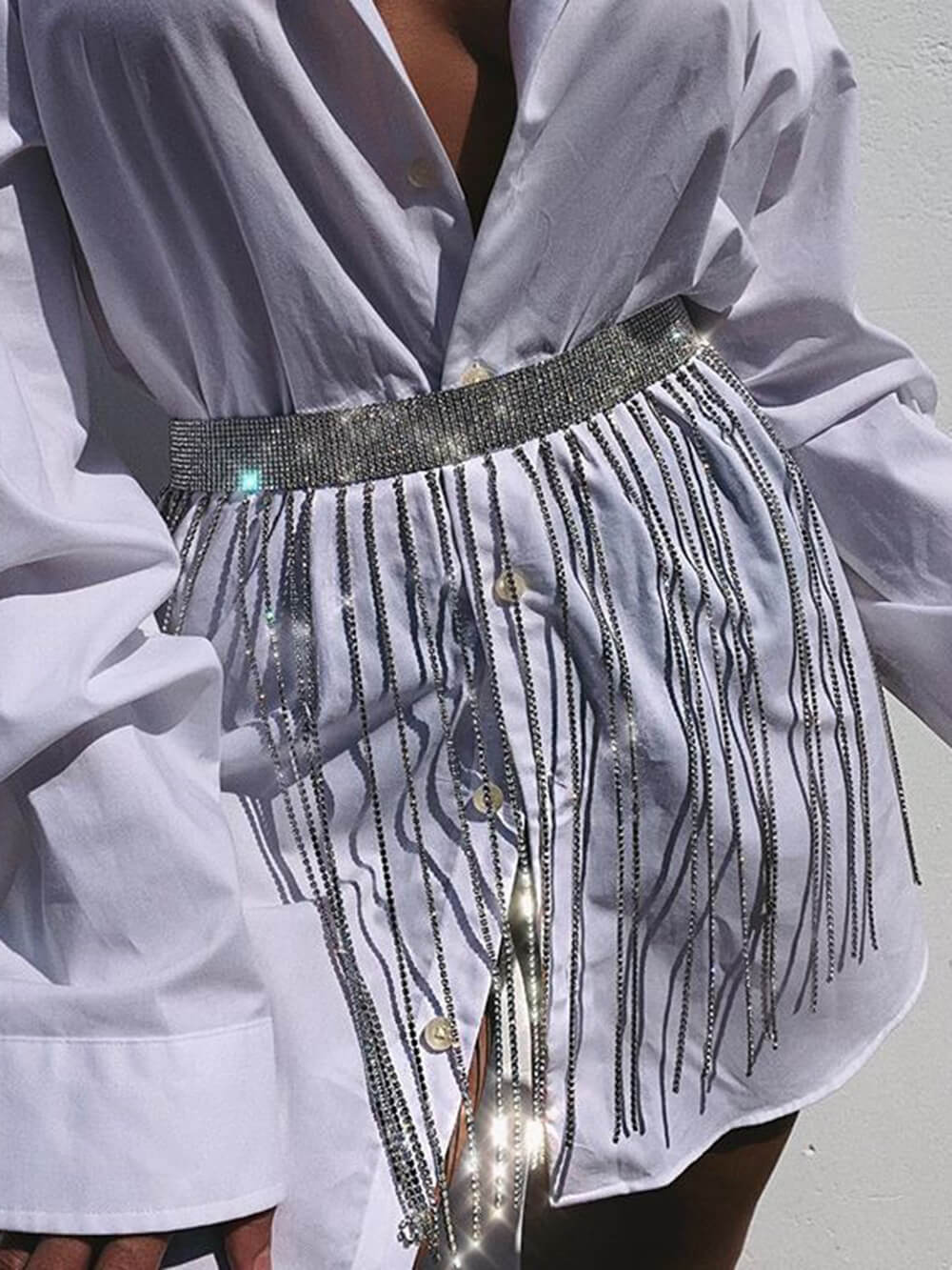 Tassel Rhinestone Chain Belt