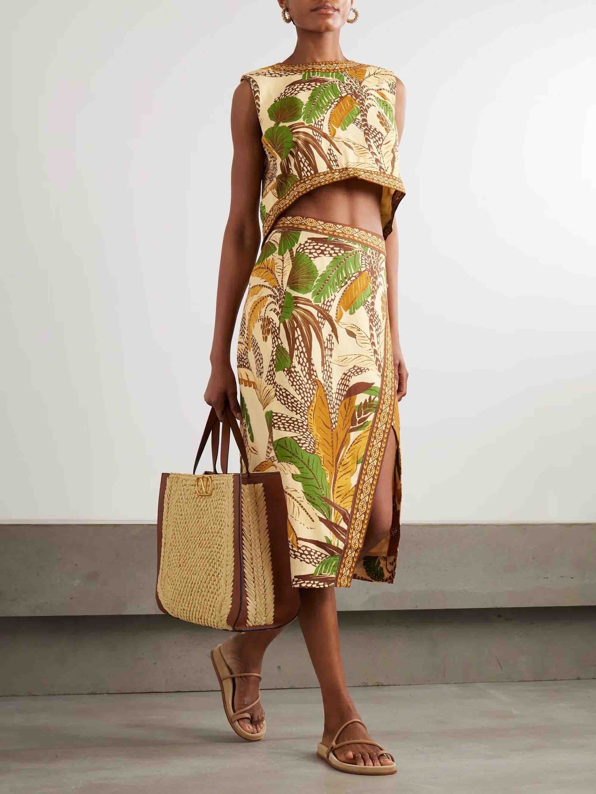 Exquisite Casual Palm Leaf Pattern Print Skirt