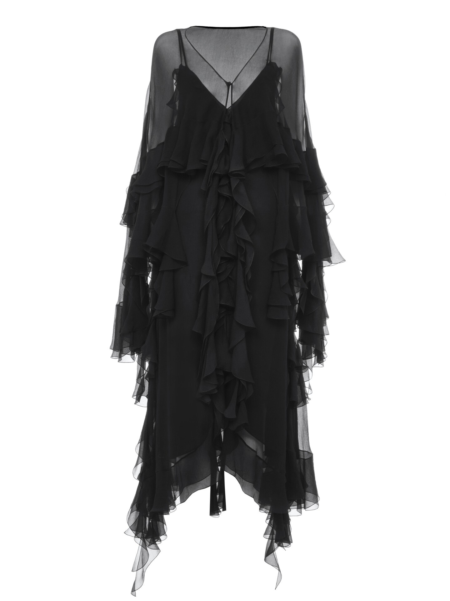 Elegant Tulle Ruffled Flowy Beach Maxi Dress
