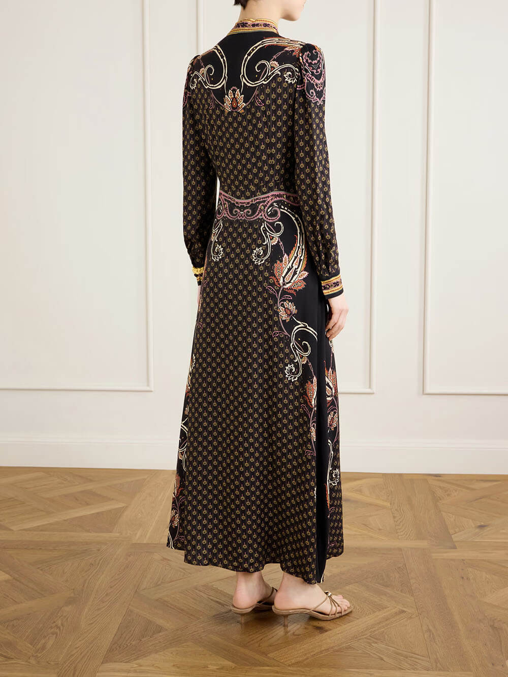 Modern Unique Bow Print Satin Maxi Dress