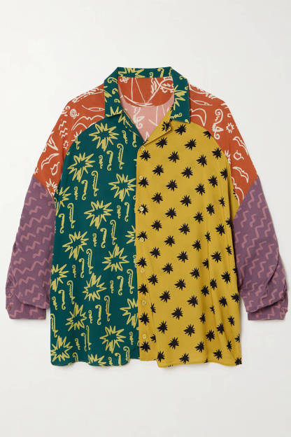 Unique Printed Crepe Shirt and Elastic Waist Shorts Set