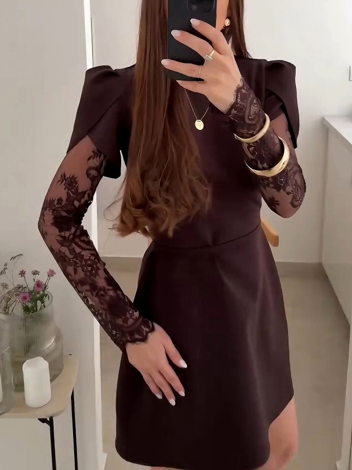 Elegant Lace Sleeve Mini Dress