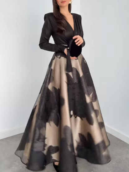 Elegant French Jacquard Midi Skirt Two-Piece Set