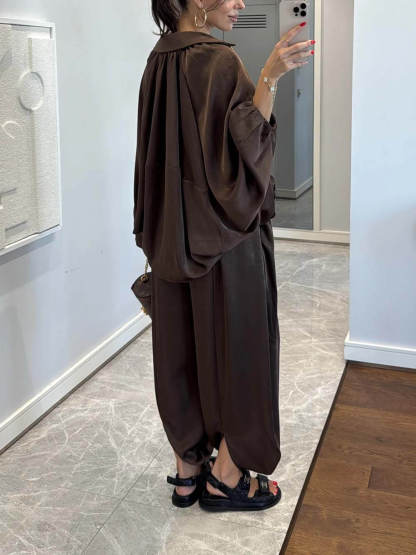 Elegant Satin Bomber Loose Jacket