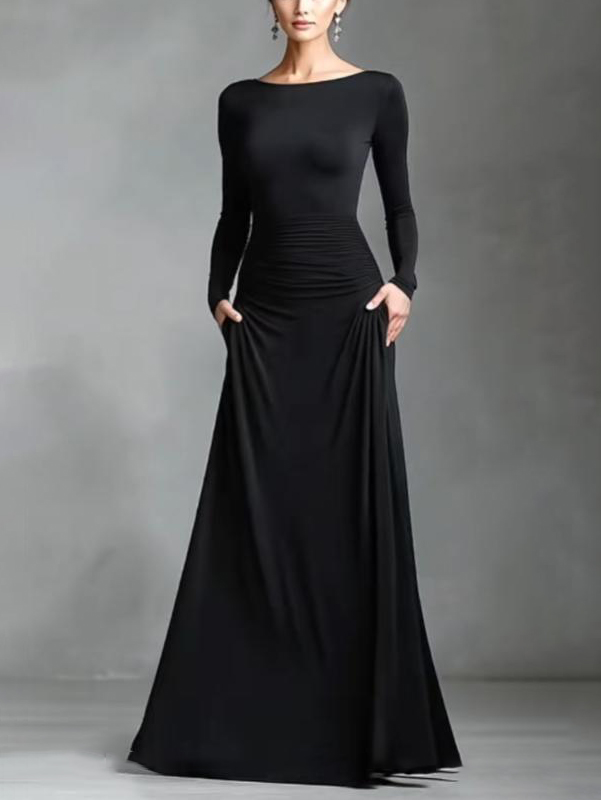 Elegant Long-Sleeve Fitted Maxi Dress