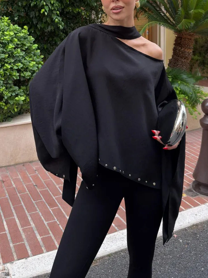 Elegant Asymmetrical Off-Shoulder Loose Top