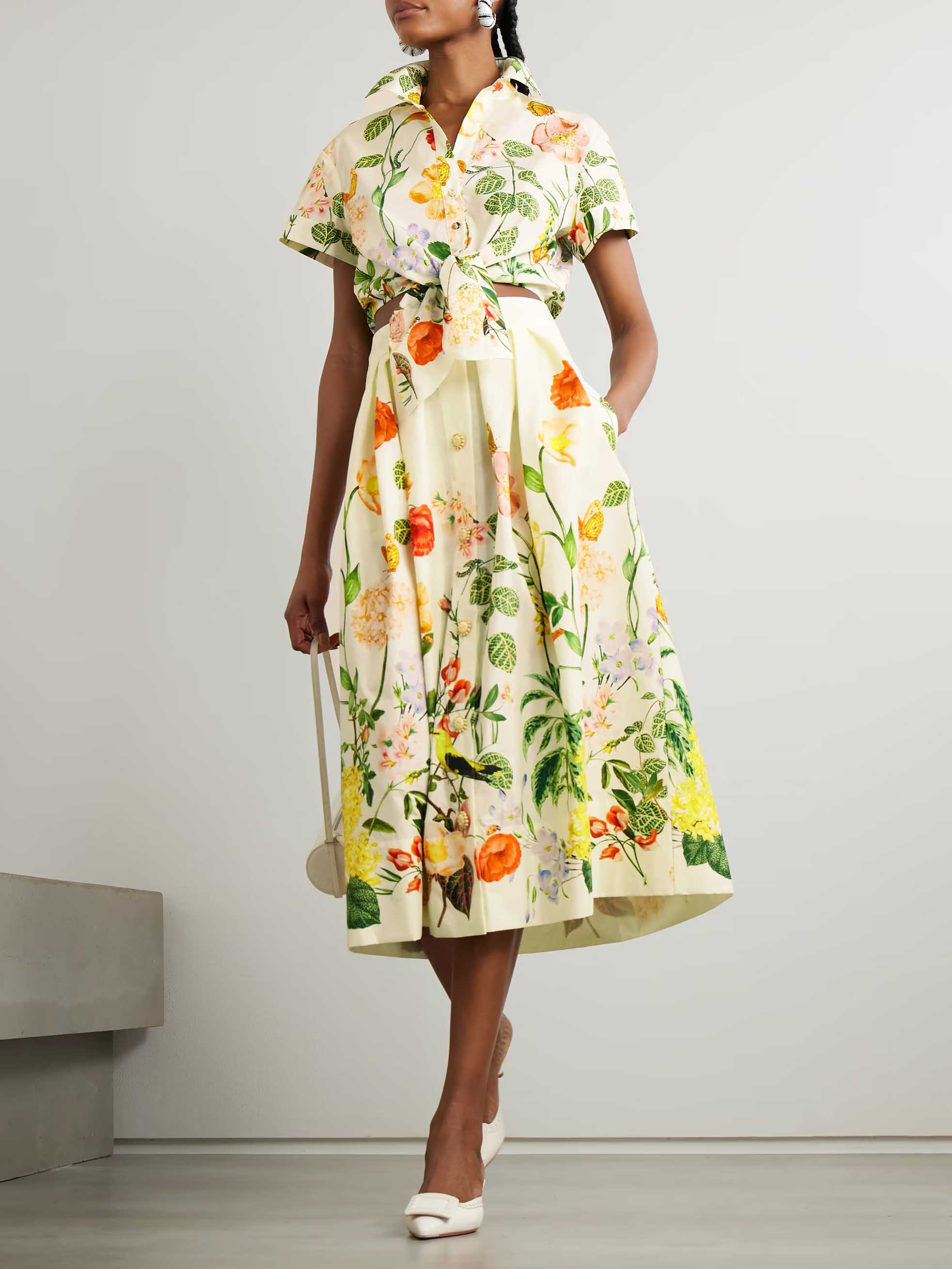 Retro Oil Painting Floral Print A-line Skirt