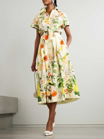 Retro Oil Painting Floral Print A-line Skirt