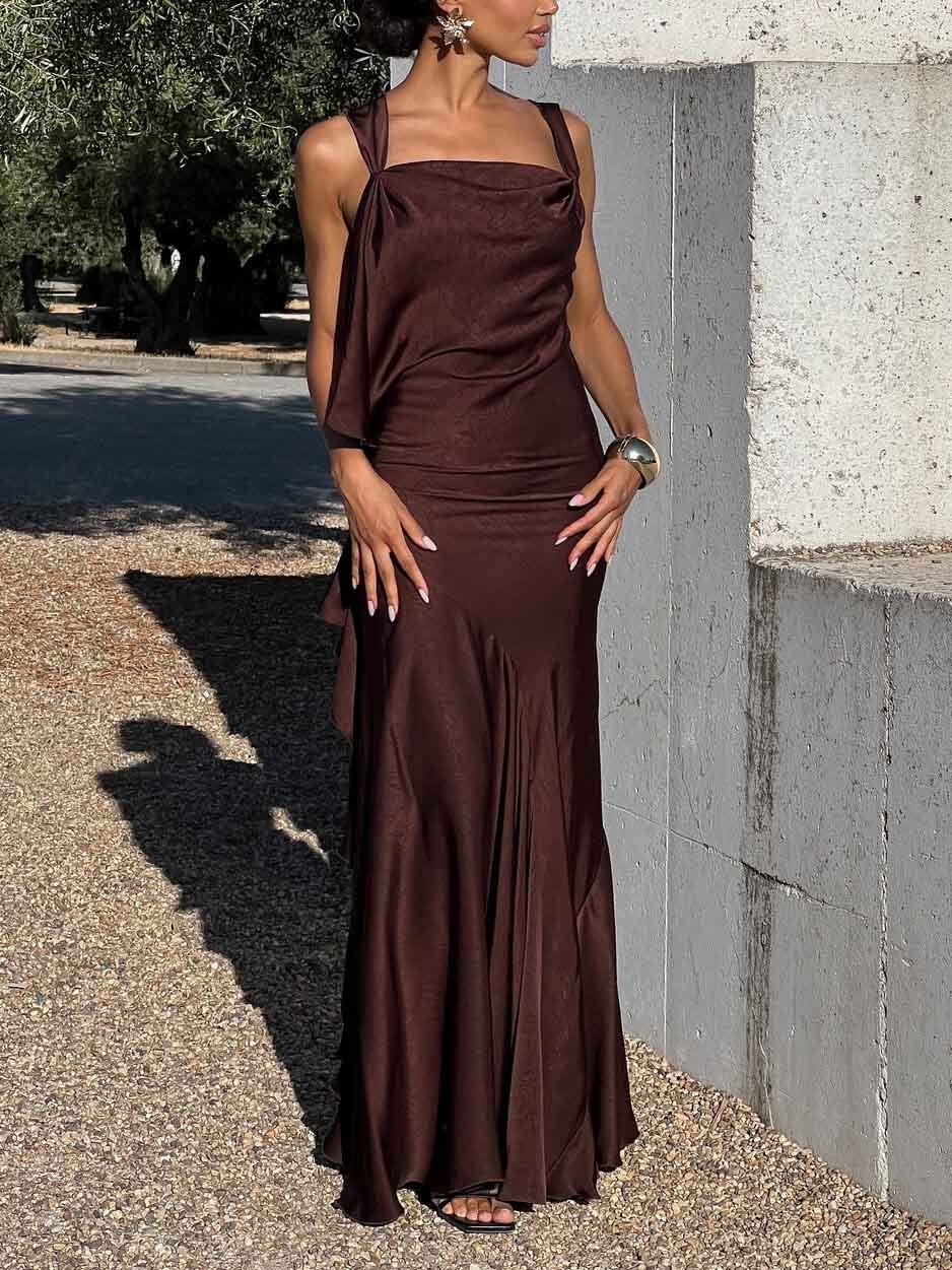 Elegant Satin Neck Mermaid Maxi Dress