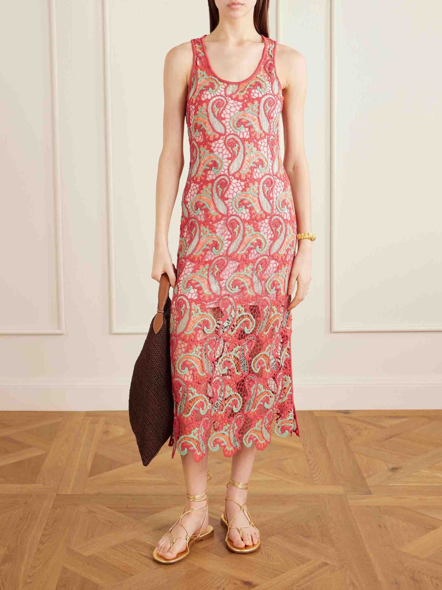 Exquisite Paisley Crochet Midi Dress