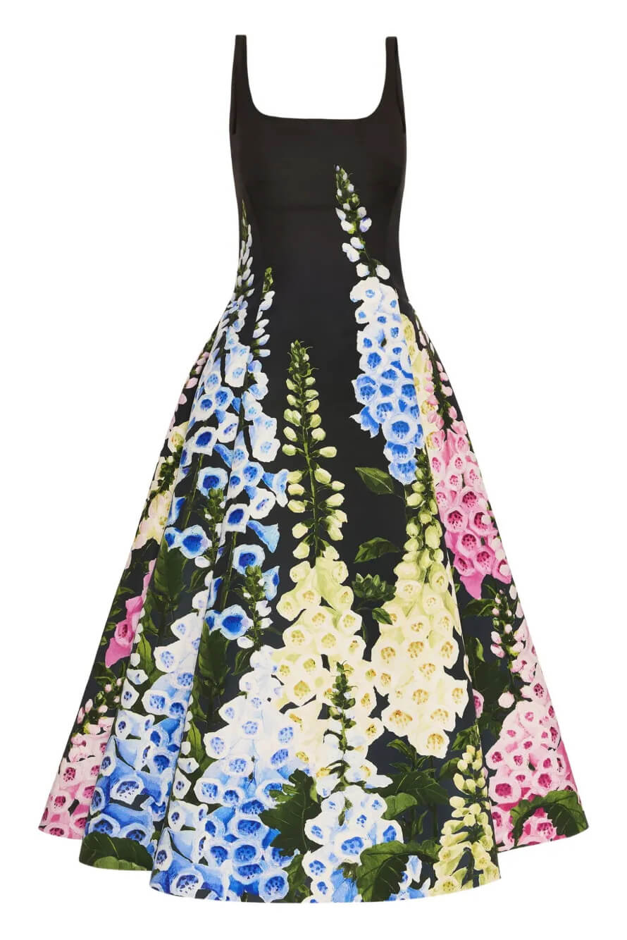 Exquisite Floral Print A-line Midi Dress