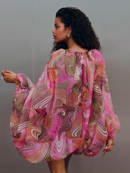 Playful Art Print Bubble Mini Dress