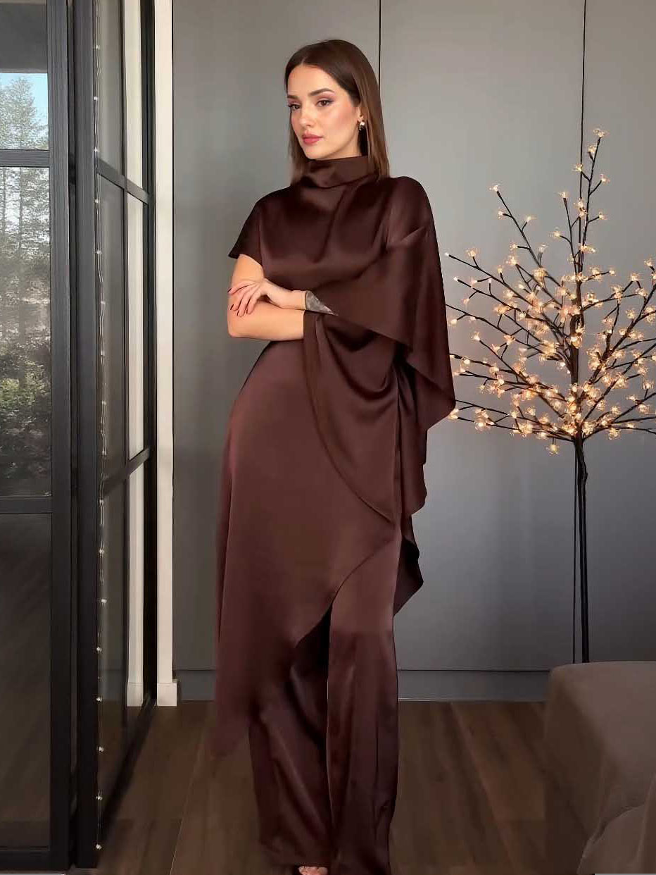 Elegant Satin Irregular Top Two-piece Set