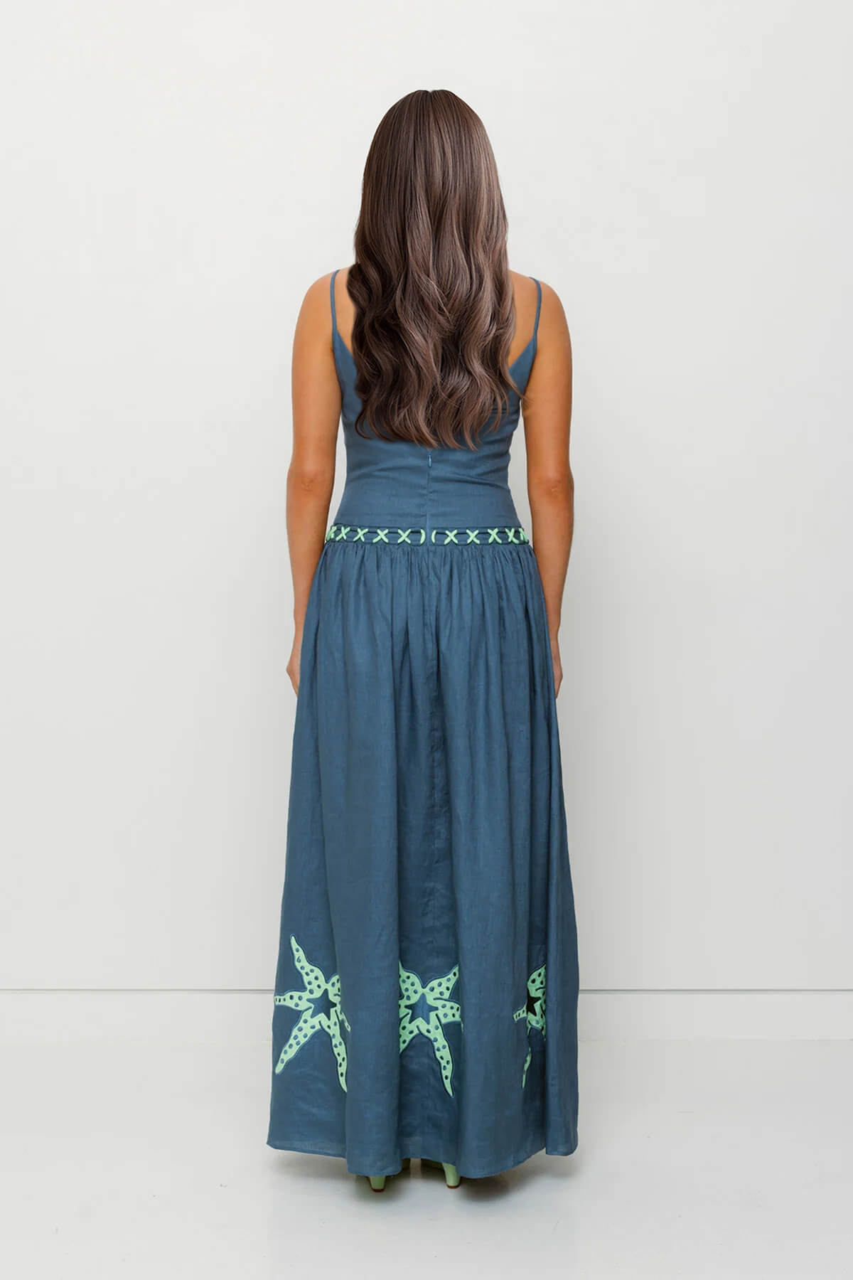 Casual Resort-Style Starfish Print Spaghetti Strap Maxi Dress