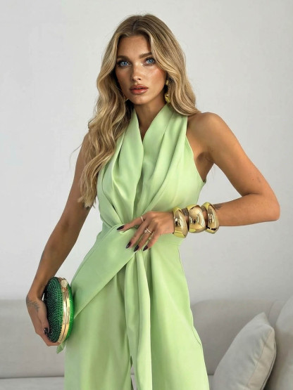 Elegant Halter Neck Wide-Leg Jumpsuit
