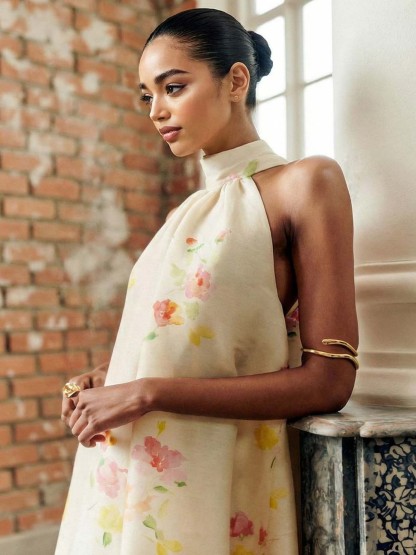 Exquisite Floral Print Sleeveless Maxi Dress