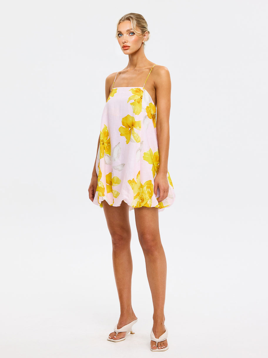 Spaghetti Strap Square Neck Floral Mini Dress