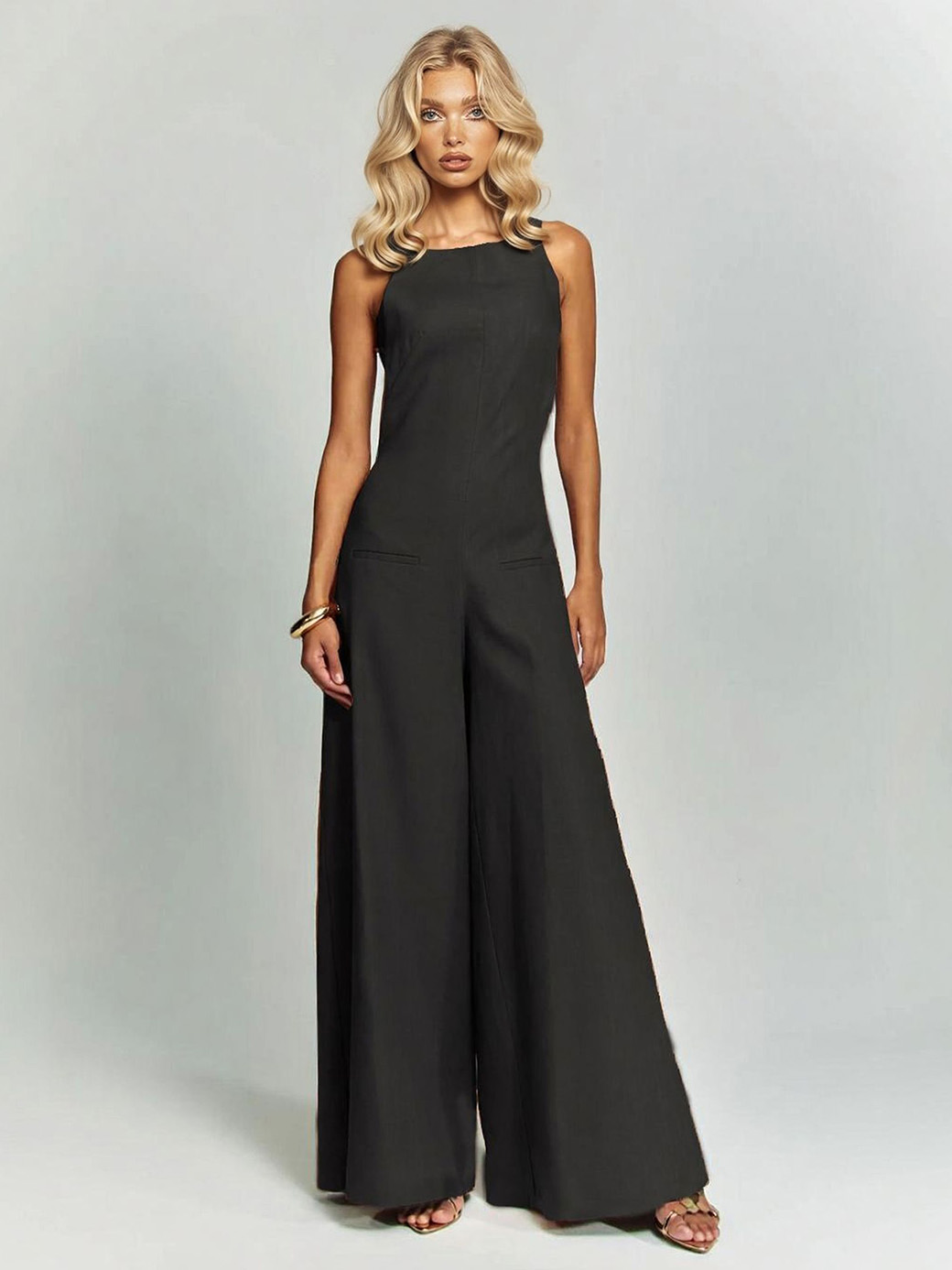 Casual Classic Suspender Wide Leg Jumpsuit