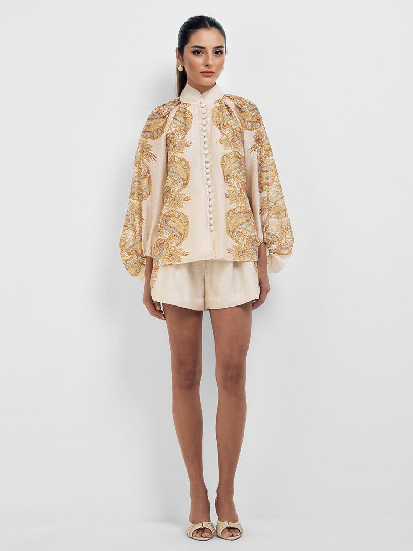 Elegant Paisley Print Shorts Two-piece Set