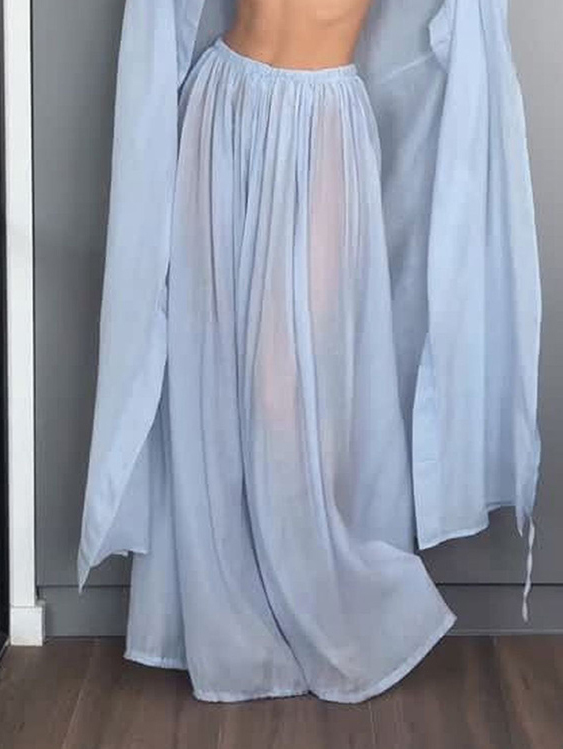 Sheer Cover-Up Backless Crop Top Three-Piece Beach Set