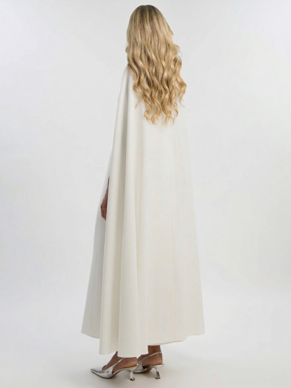 Elegant High-Neck Cape-Style Maxi Dress