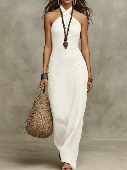 Minimalist Backless Resort Maxi Dress