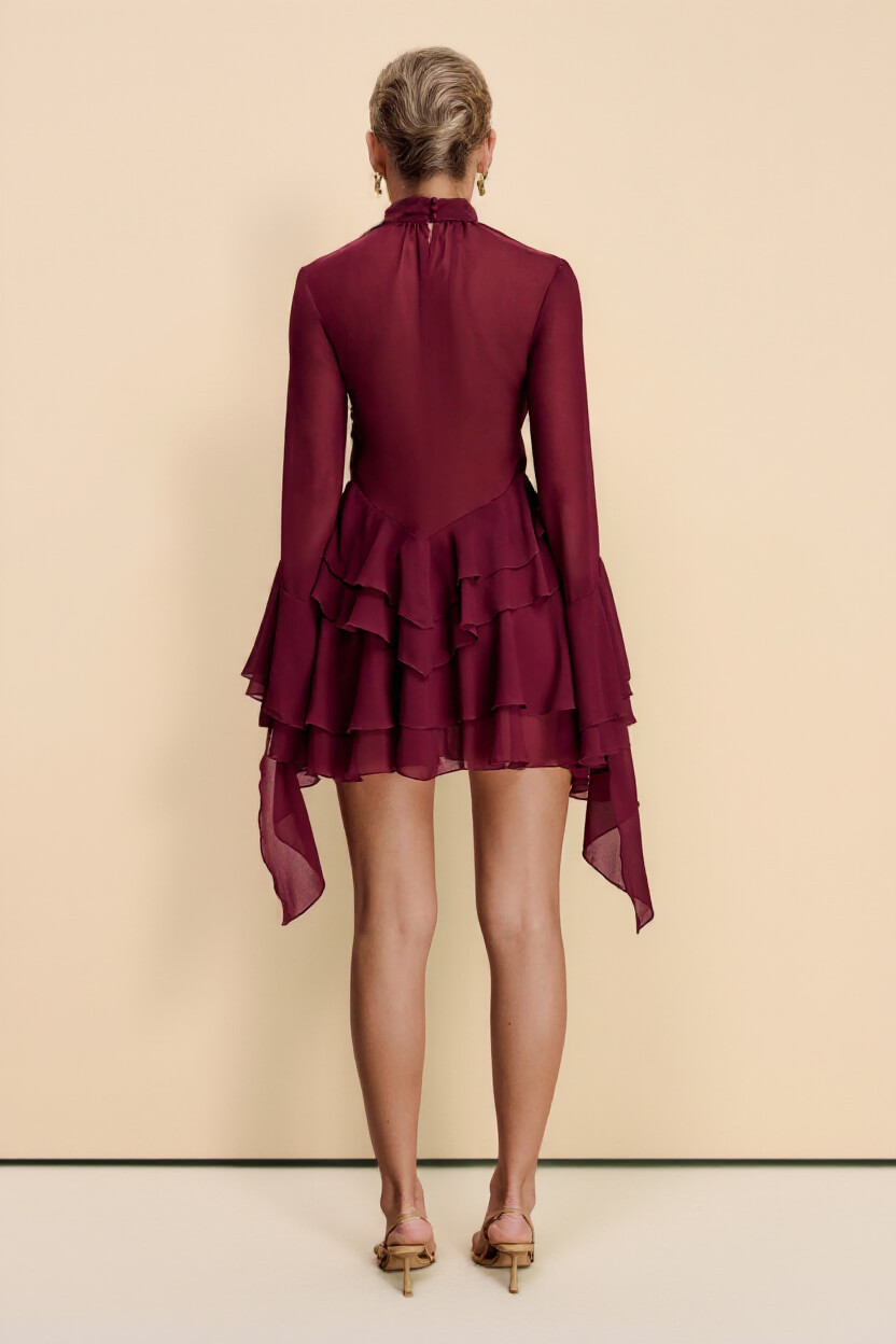 Elegant Layered Chiffon Ruffle Mini Dress