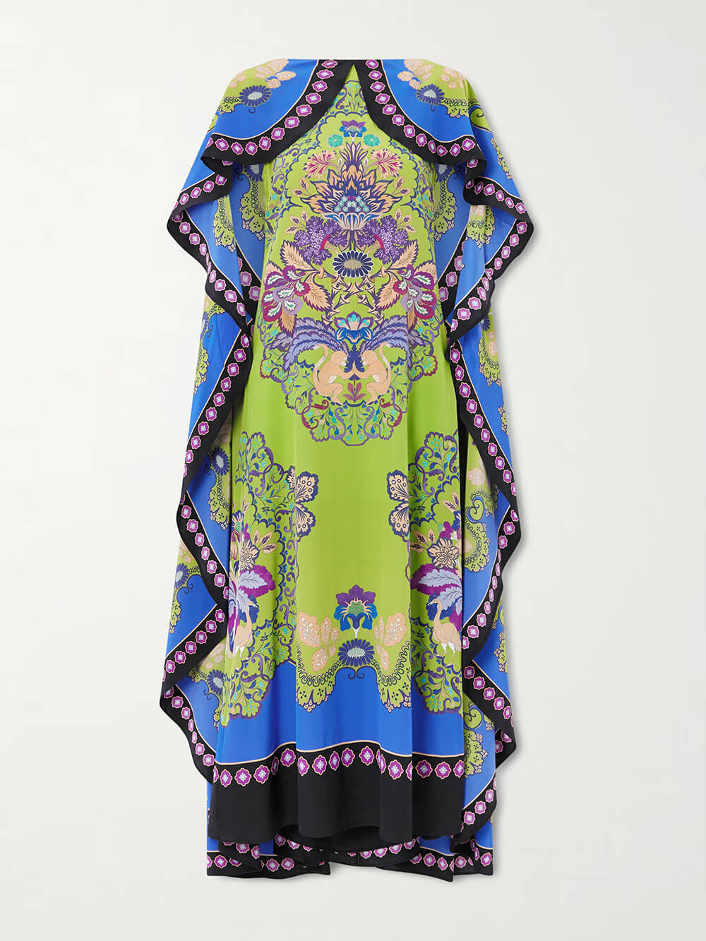 Unique Shawl-Style Floral Print Satin Maxi Dress