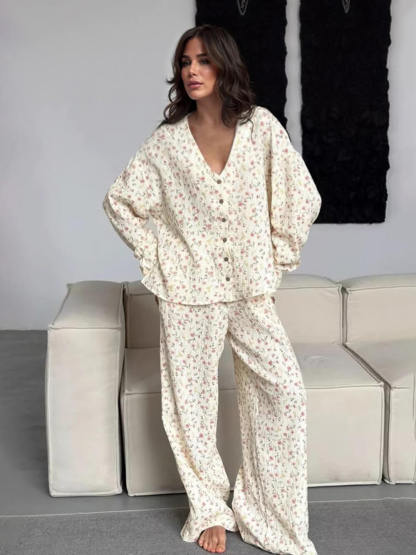 Casual Loose Printed Loungewear Pajama Set