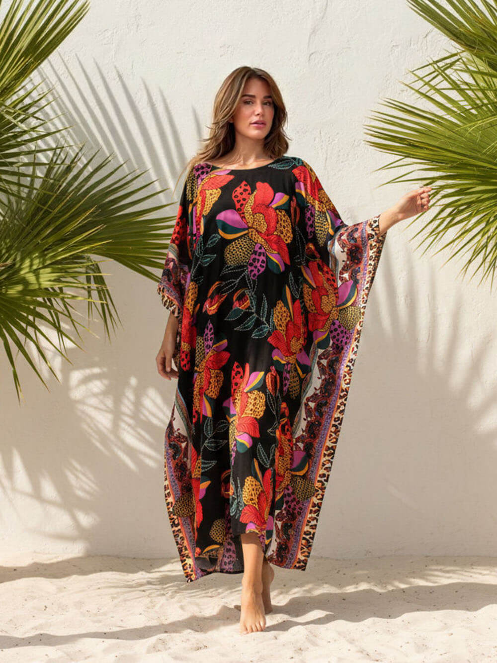 Boho Print Kimono Maxi Dress
