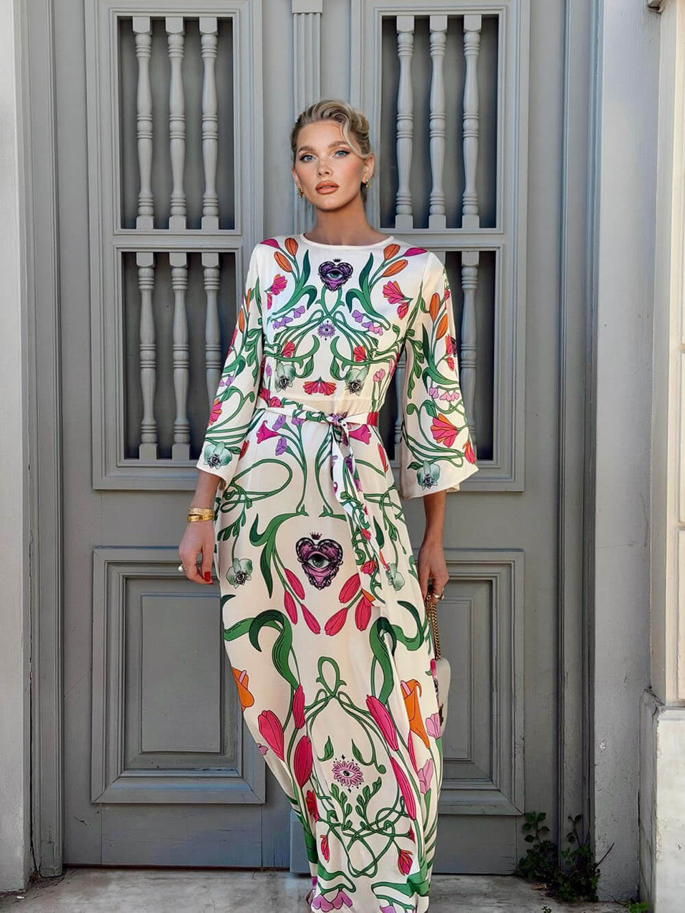 Bohemian Floral Print Loose Maxi Dress