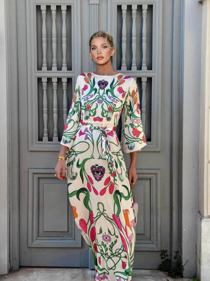 Bohemian Floral Print Loose Maxi Dress
