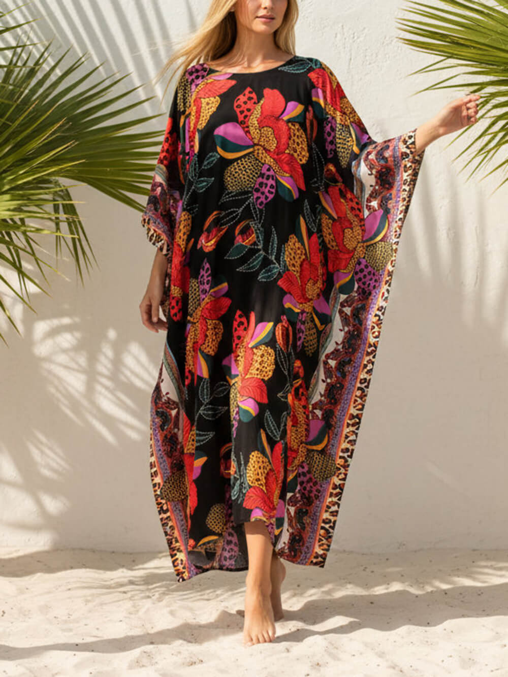 Boho Print Kimono Maxi Dress