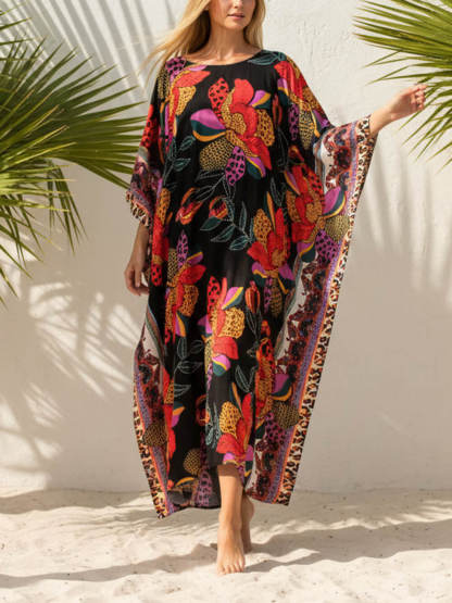 Boho Print Kimono Maxi Dress