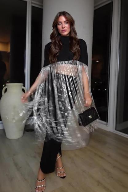 Fashion Tassel Patchwork Loose Party Top