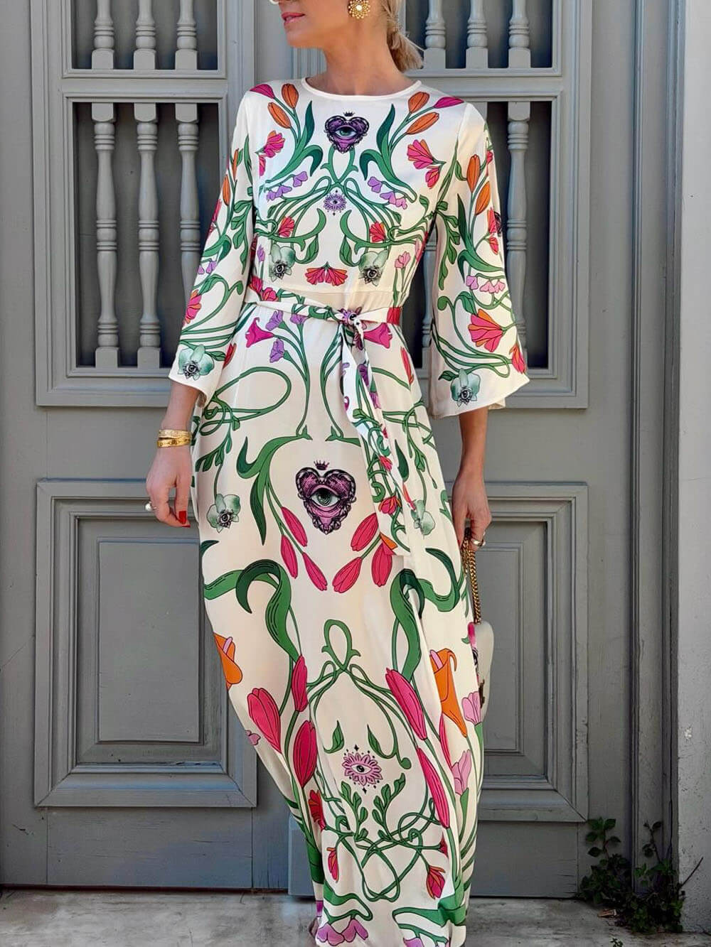 Bohemian Floral Print Loose Maxi Dress