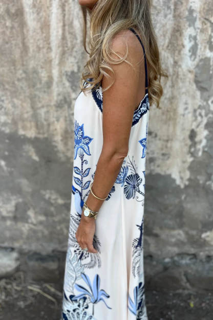 Unique Floral Print V-neck Casual Maxi Dress