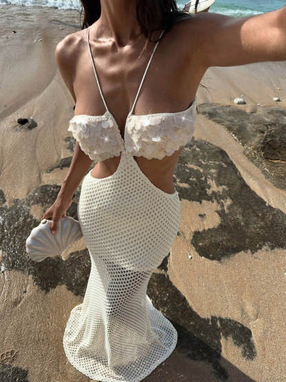 Sexy Sequin Petal Backless Maxi Dress