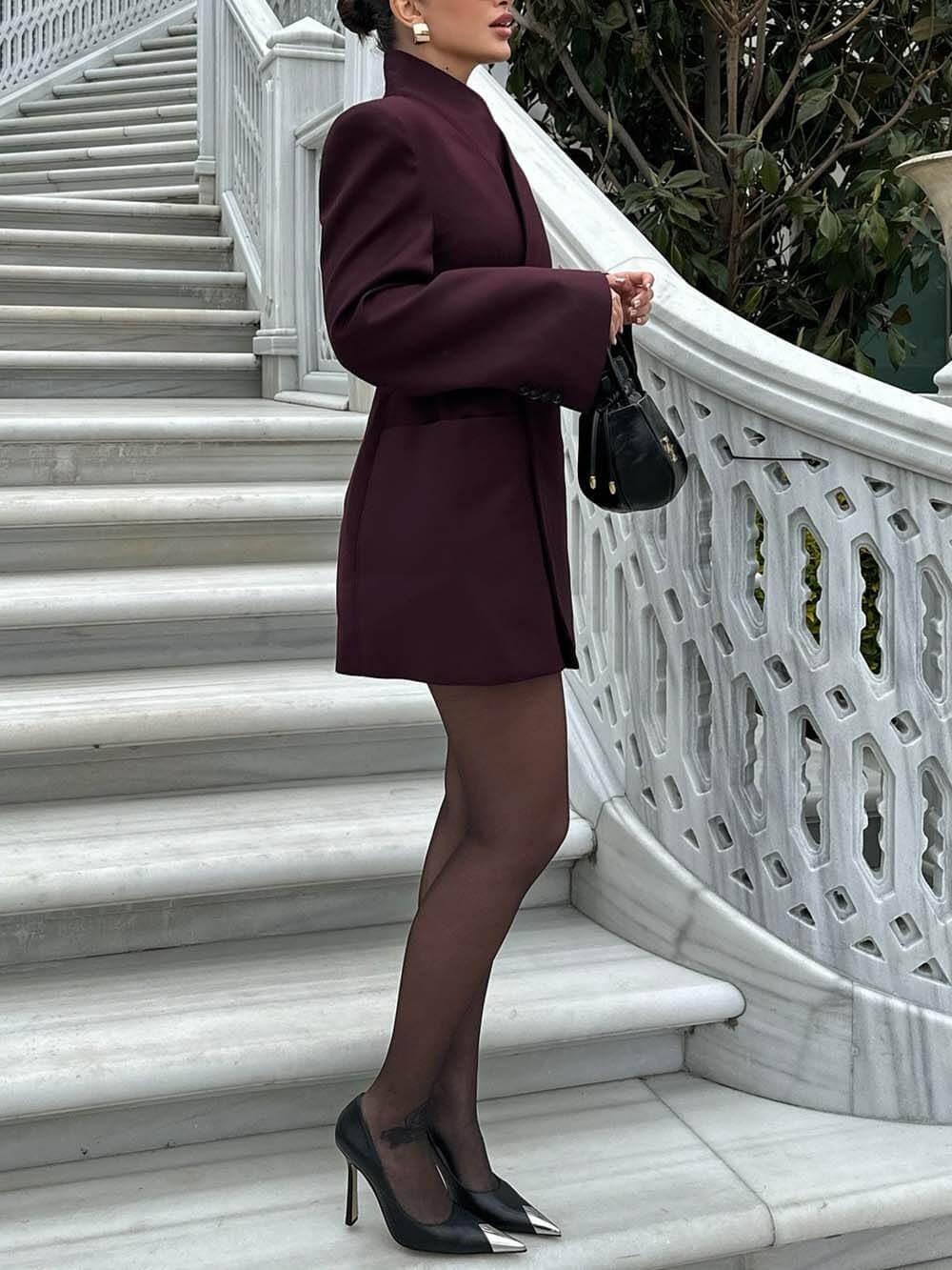 Classic Solid Color Lapel Long Sleeve Casual Pocket Long Blazer