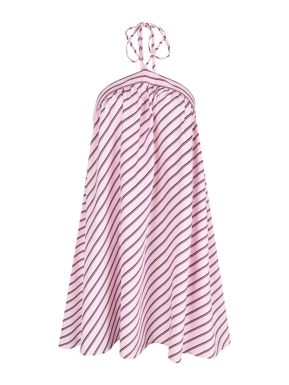 Fashion Striped Print Halter Backless Mini Dress
